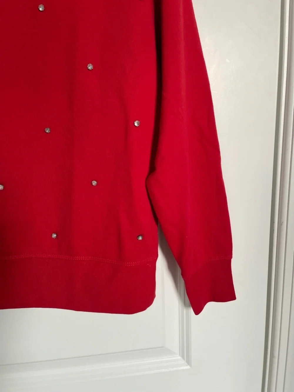 New! J. Crew Women's Red Gem-Embellished Sweatshirt Size XXS NWT 54338